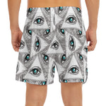 Illuminati Pattern Print Men's Split Running Shorts