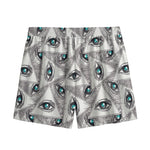 Illuminati Pattern Print Mesh Shorts