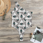 Illuminati Pattern Print One Shoulder Bodysuit