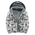 Illuminati Pattern Print Sherpa Lined Zip Up Hoodie