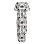 Illuminati Pattern Print Short Sleeve Long Nightdress