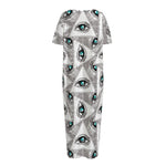 Illuminati Pattern Print Short Sleeve Long Nightdress