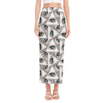 Illuminati Pattern Print Side Slit Maxi Skirt