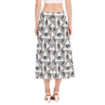 Illuminati Pattern Print Side Slit Midi Skirt