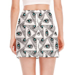 Illuminati Pattern Print Side Slit Mini Skirt