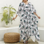 Illuminati Pattern Print Silk V-Neck Kaftan Dress