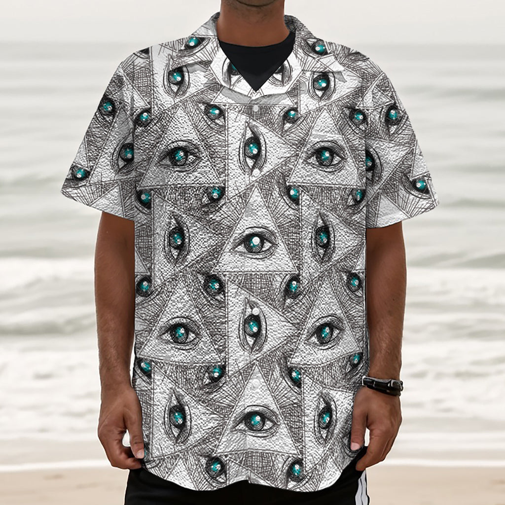 Illuminati Pattern Print Textured Short Sleeve Shirt