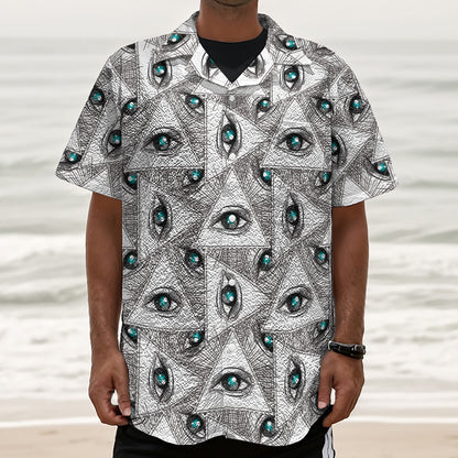 Illuminati Pattern Print Textured Short Sleeve Shirt