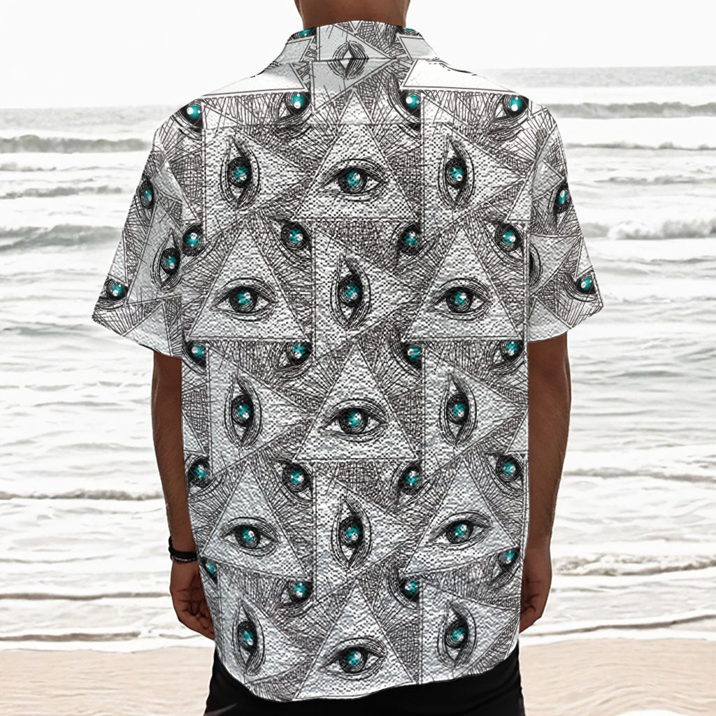 Illuminati Pattern Print Textured Short Sleeve Shirt