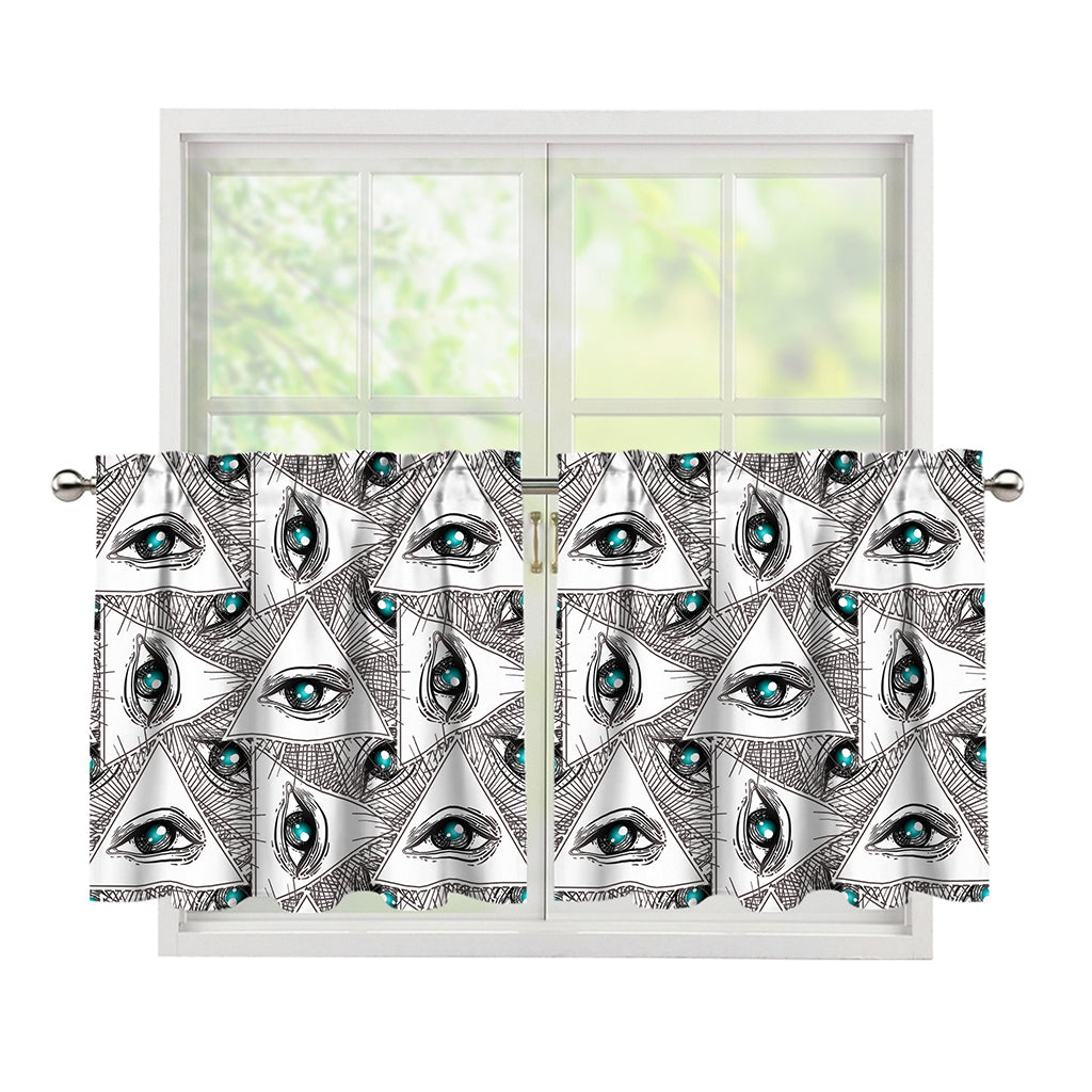 Illuminati Pattern Print Tier Curtains