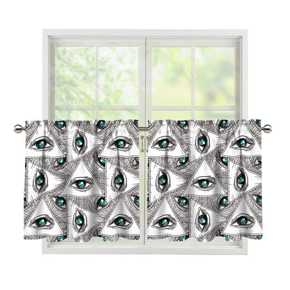 Illuminati Pattern Print Tier Curtains