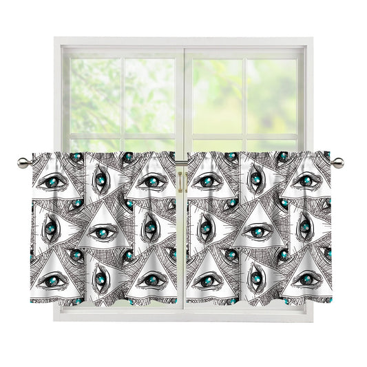 Illuminati Pattern Print Tier Curtains