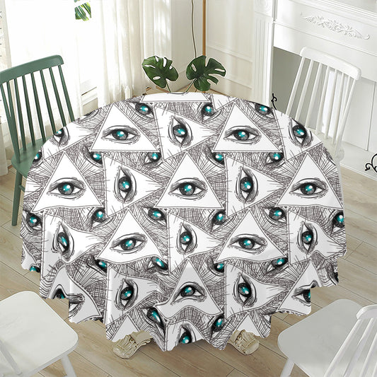 Illuminati Pattern Print Waterproof Round Tablecloth