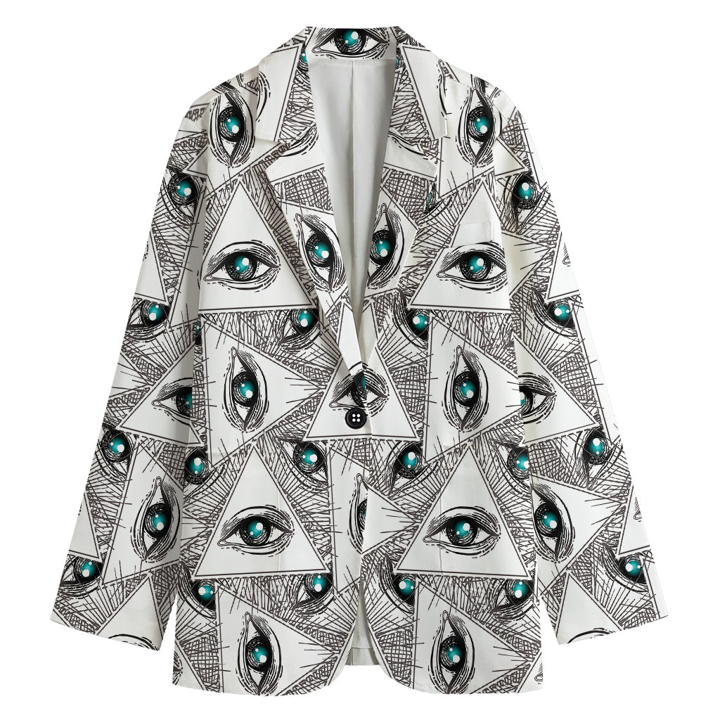 Illuminati Pattern Print Women's Cotton Blazer