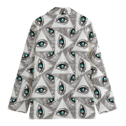 Illuminati Pattern Print Women's Cotton Blazer