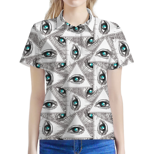 Illuminati Pattern Print Women's Polo Shirt
