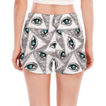 Illuminati Pattern Print Women's Split Running Shorts