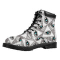 Illuminati Pattern Print Padded Collar Lace Up Boots