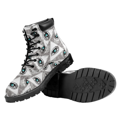 Illuminati Pattern Print Work Boots