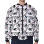 Illuminati Pattern Print Zip Sleeve Bomber Jacket