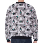 Illuminati Pattern Print Zip Sleeve Bomber Jacket