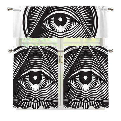 Illuminati Symbol Print 3 Piece Kitchen Curtains