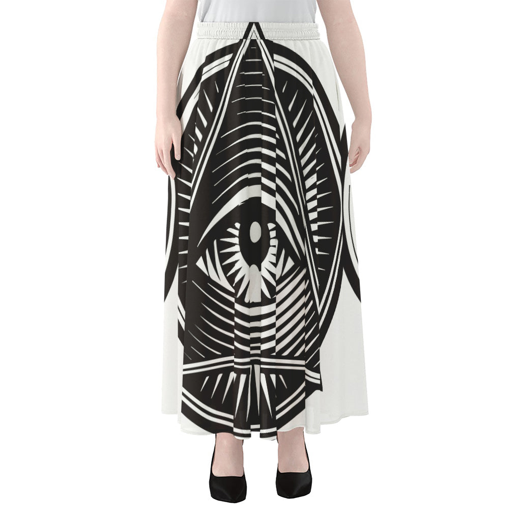 Illuminati Symbol Print Chiffon Maxi Skirt