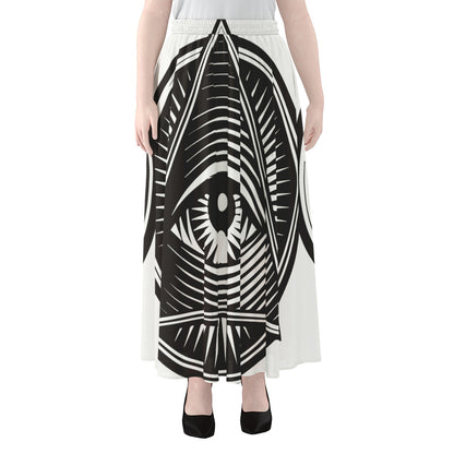 Illuminati Symbol Print Chiffon Maxi Skirt