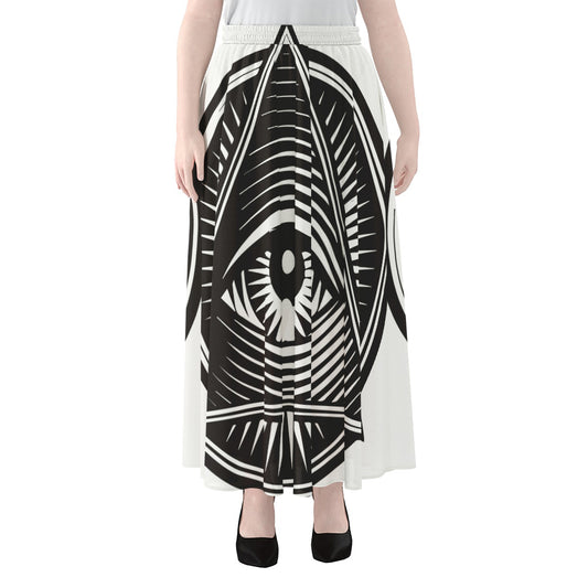 Illuminati Symbol Print Chiffon Maxi Skirt