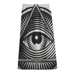 Illuminati Symbol Print Cotton Front Slit Maxi Skirt