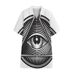 Illuminati Symbol Print Cotton Hawaiian Shirt