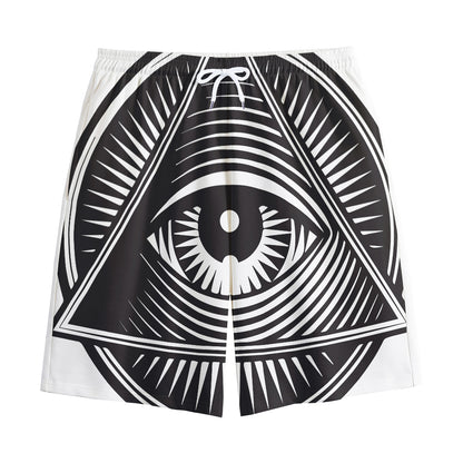 Illuminati Symbol Print Cotton Shorts