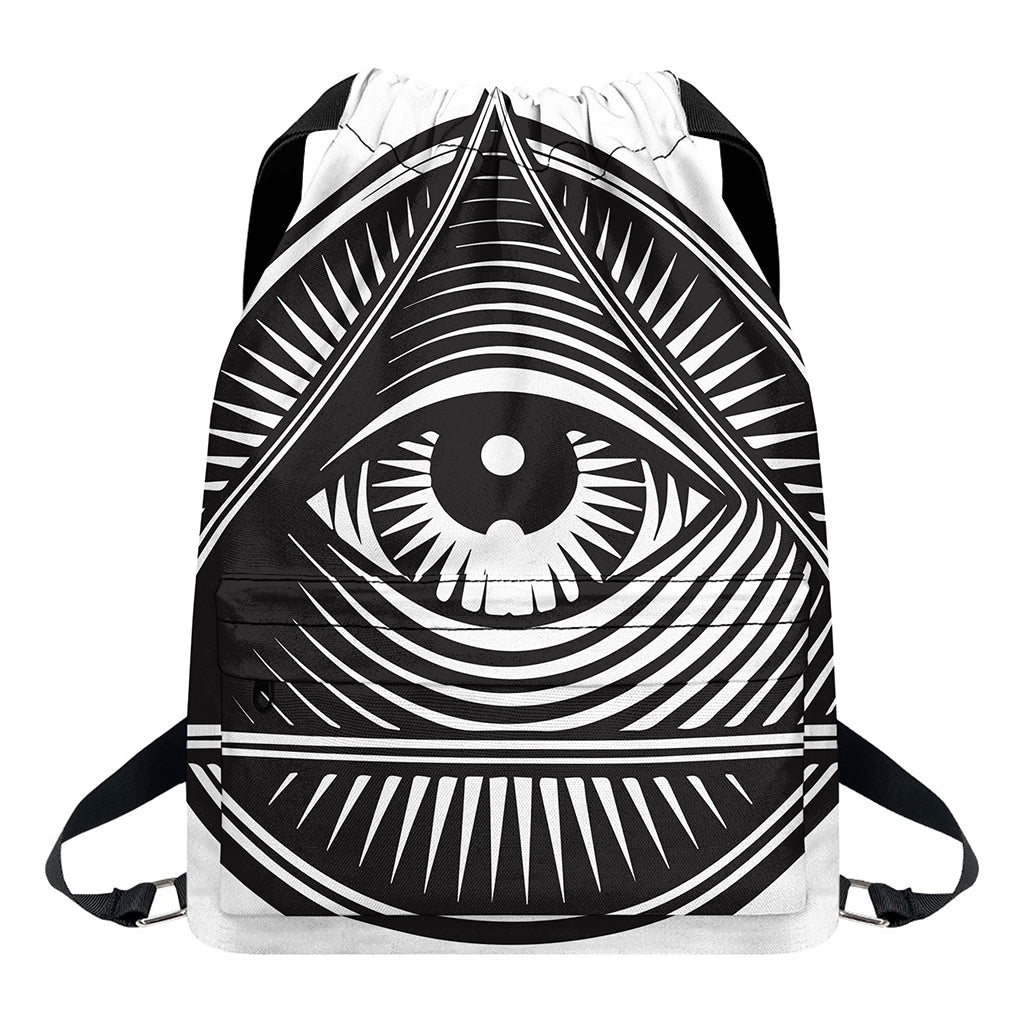 Illuminati Symbol Print Drawstring Backpack