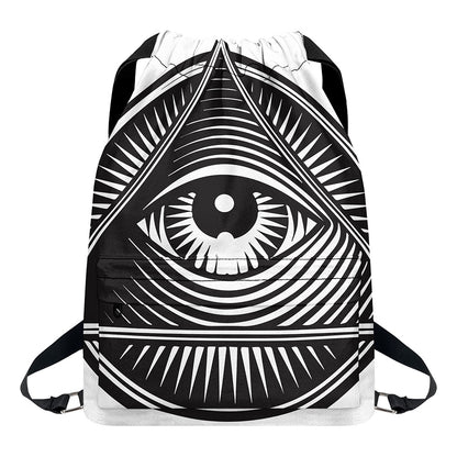 Illuminati Symbol Print Drawstring Backpack