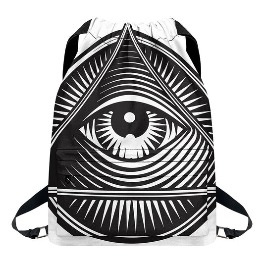 Illuminati Symbol Print Drawstring Backpack