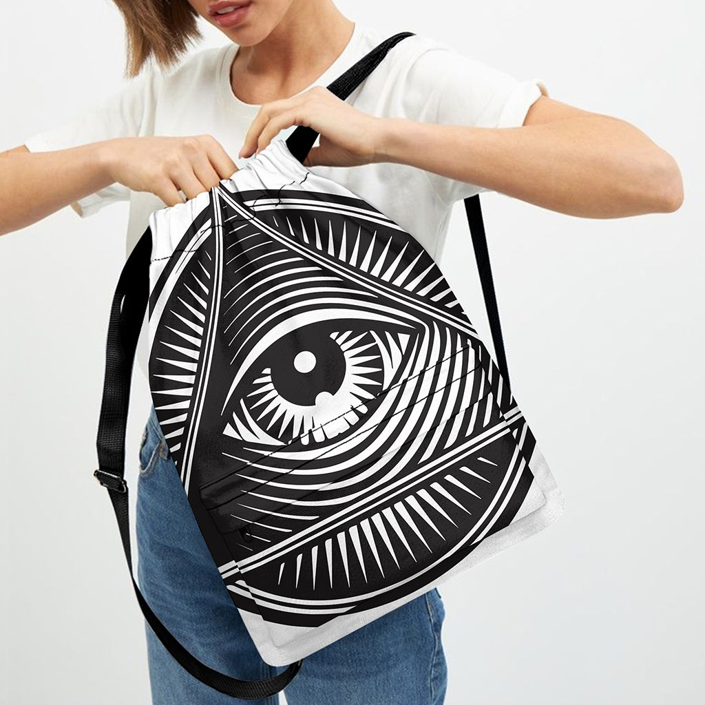 Illuminati Symbol Print Drawstring Backpack
