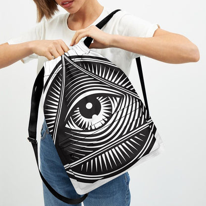 Illuminati Symbol Print Drawstring Backpack