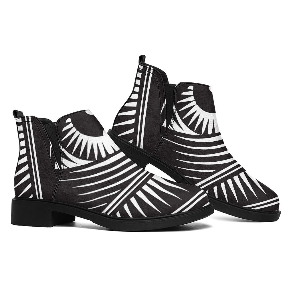 Illuminati Symbol Print Flat Ankle Boots