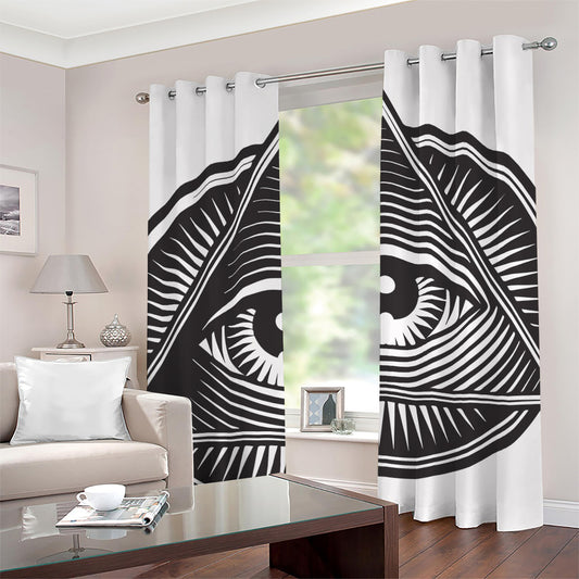 Illuminati Symbol Print Grommet Curtains