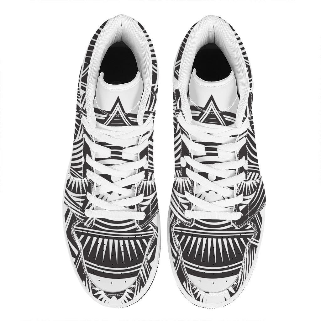 Illuminati Symbol Print High Top Leather Sneakers