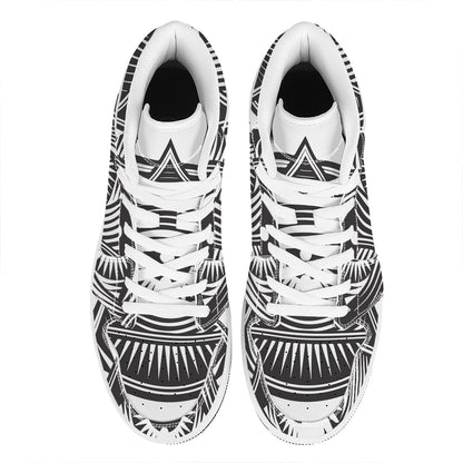 Illuminati Symbol Print High Top Leather Sneakers