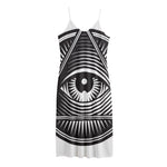 Illuminati Symbol Print Jersey Midi Cami Dress