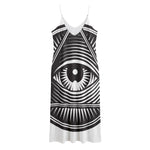 Illuminati Symbol Print Jersey Midi Cami Dress