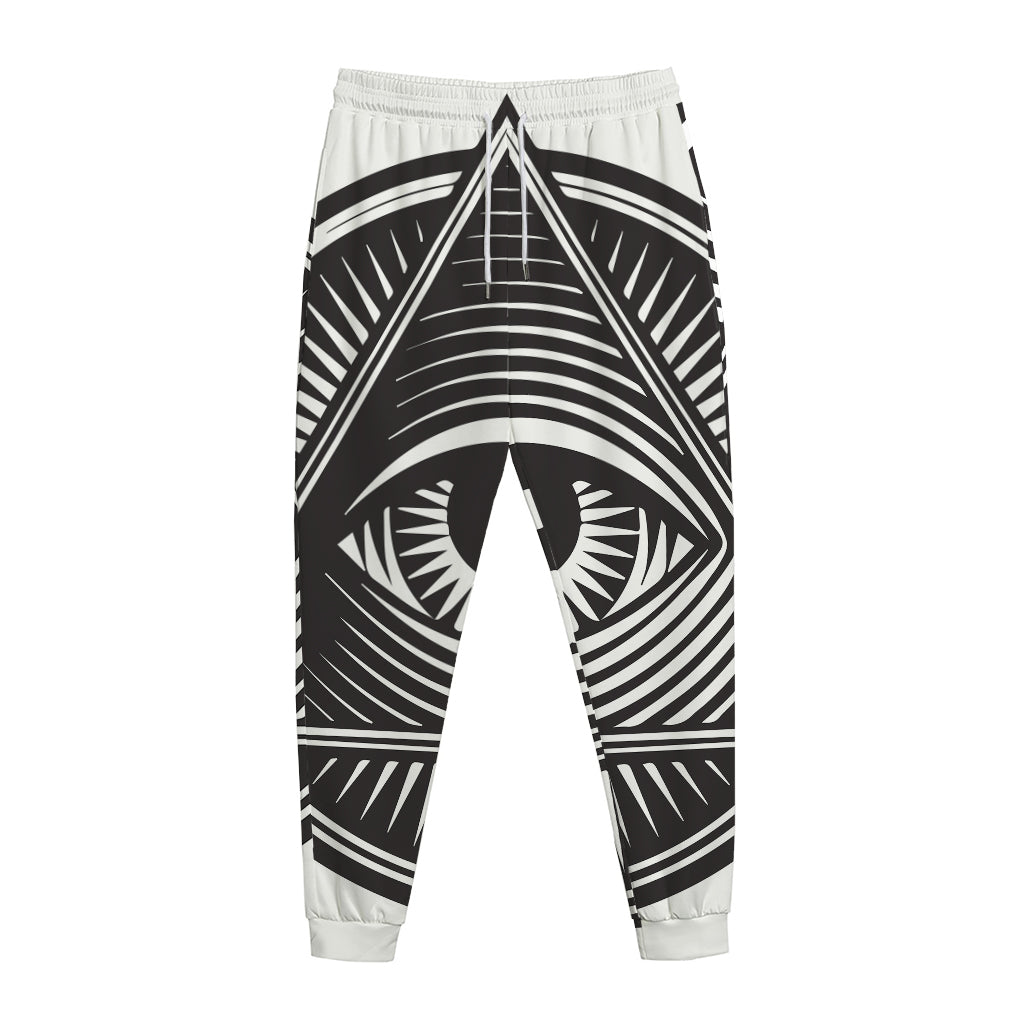 Illuminati Symbol Print Jogger Pants