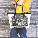 Illuminati Symbol Print Leather Tote Bag