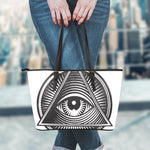 Illuminati Symbol Print Leather Tote Bag