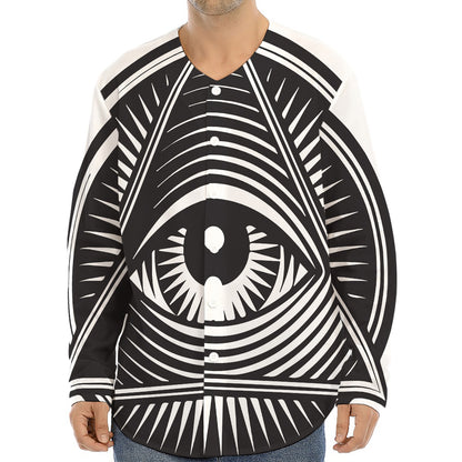 Illuminati Symbol Print Long Sleeve Baseball Jersey