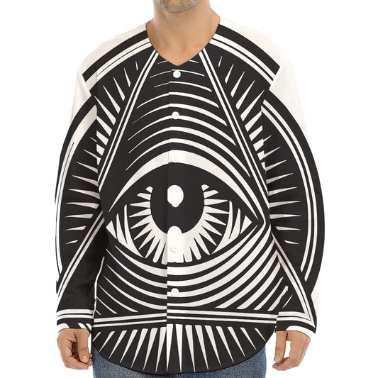 Illuminati Symbol Print Long Sleeve Baseball Jersey