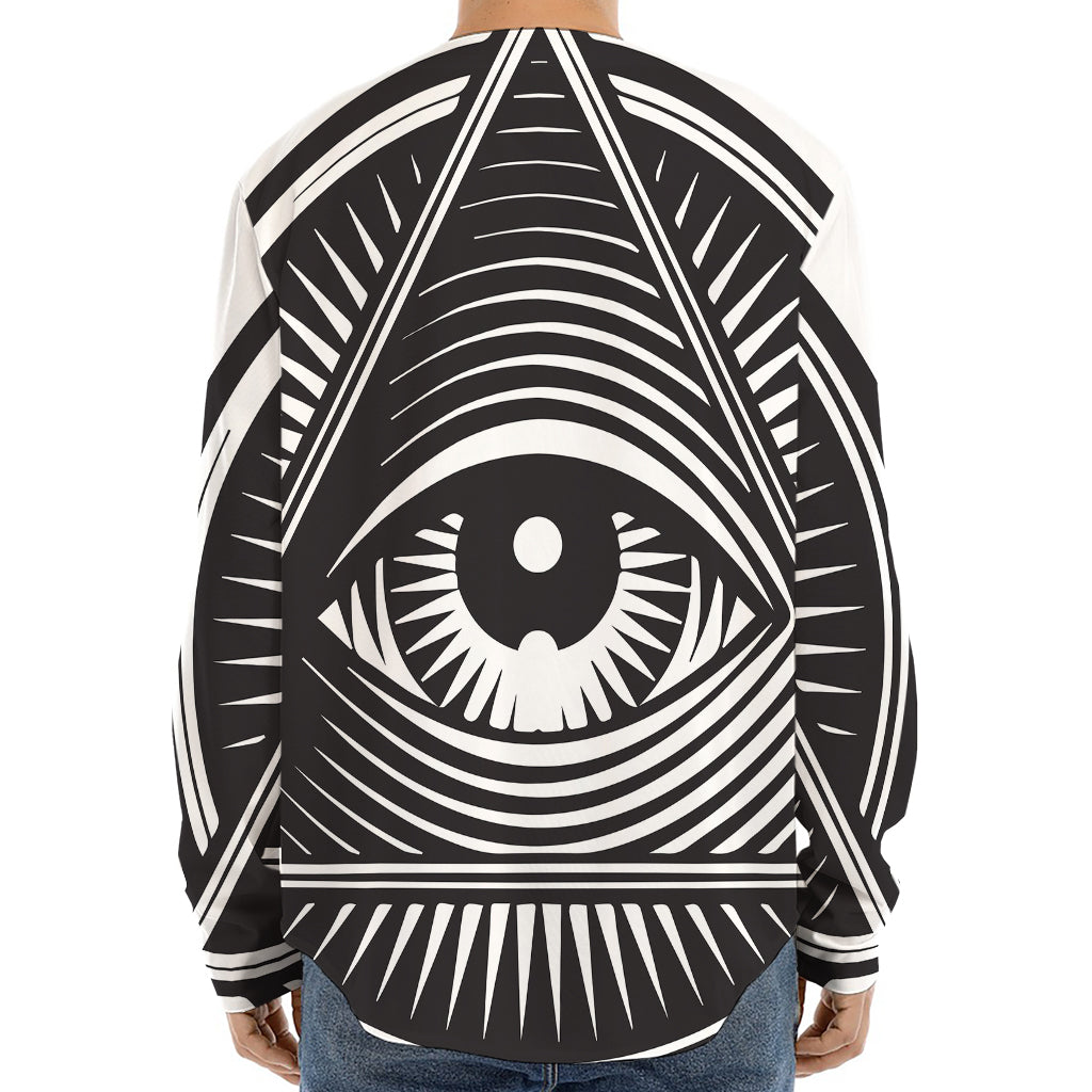 Illuminati Symbol Print Long Sleeve Baseball Jersey