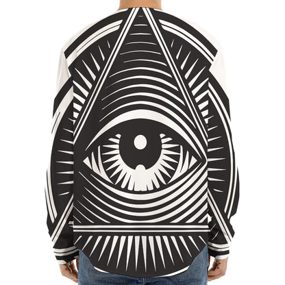 Illuminati Symbol Print Long Sleeve Baseball Jersey